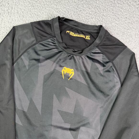 Venum Performance Rashguard Shirt Mens XL Black Long Sleeve Jiu Jitsu MMA - Picture 1 of 12